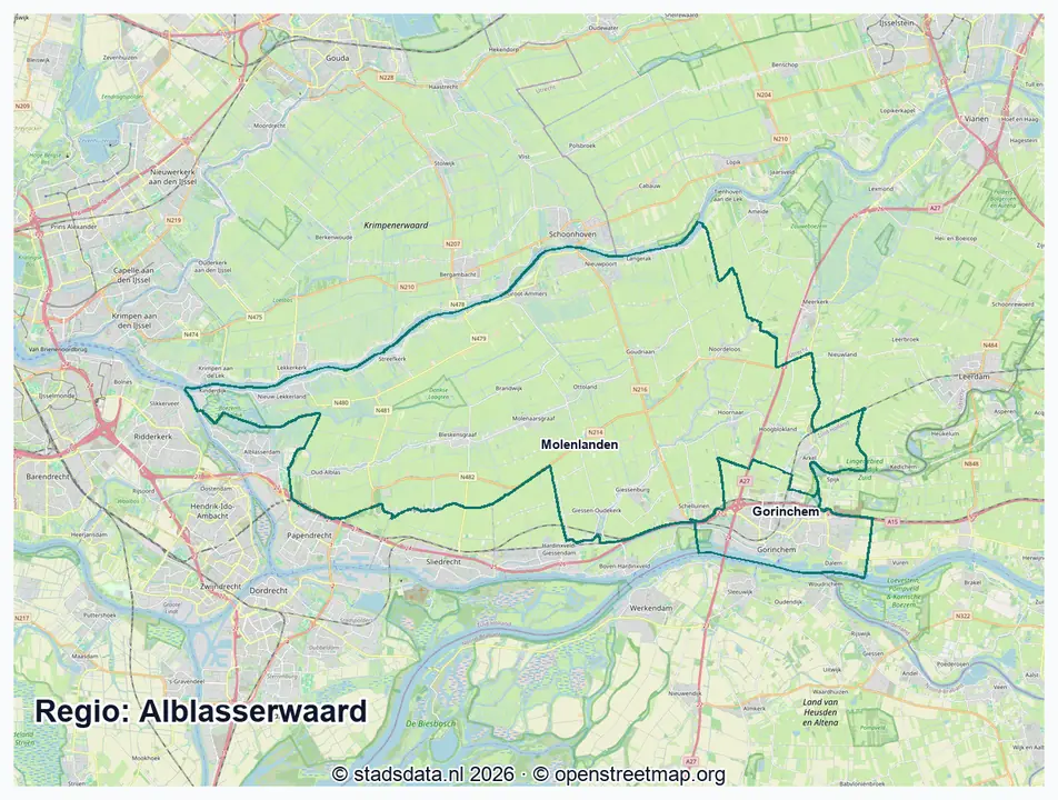 Kaart Alblasserwaard